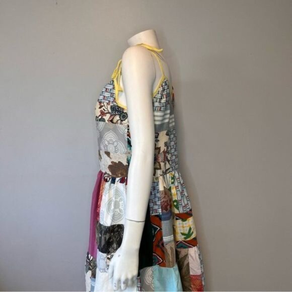 Hand Crafted Patchwork Tiered Sundress with Shoulder Straps Size Medium - Picture 11 of 12